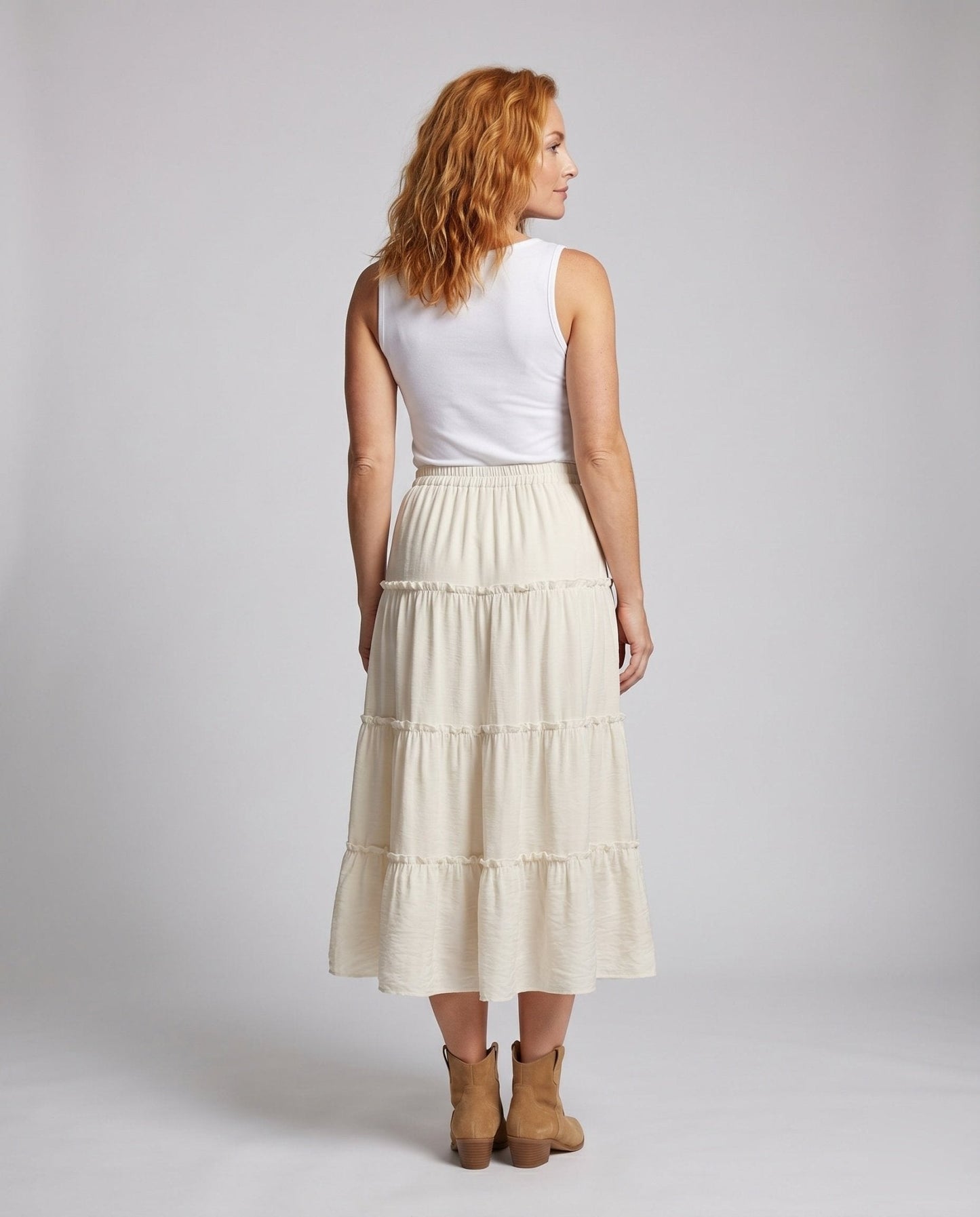 Women’s maxi skirt with lined ruffle and elastic waistband - Chichicherry