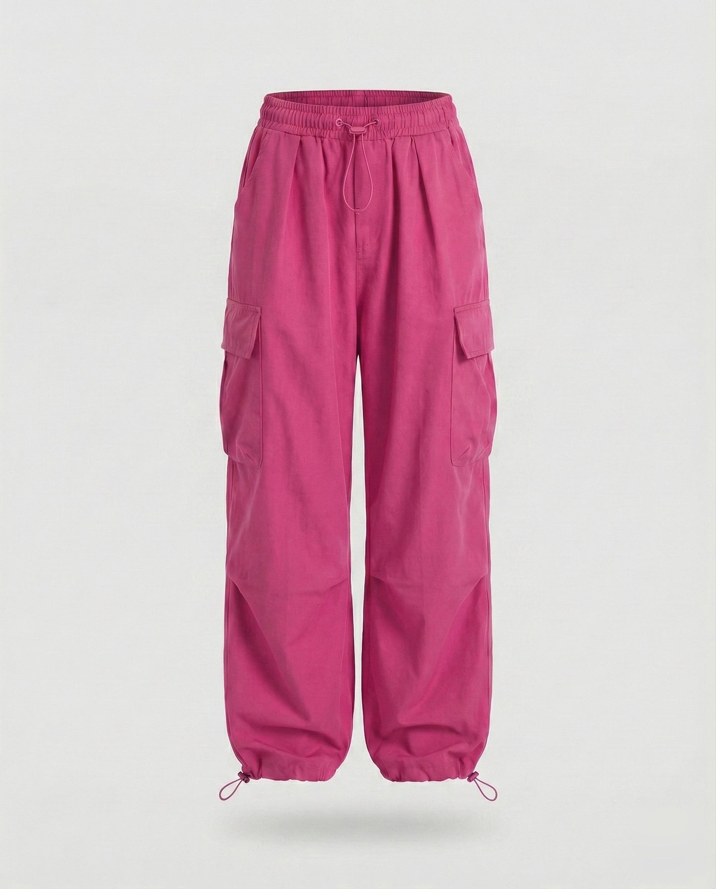 Women's Military Cord Closure Blended Fabric Balloon Cargo Pants - Magenta colorway