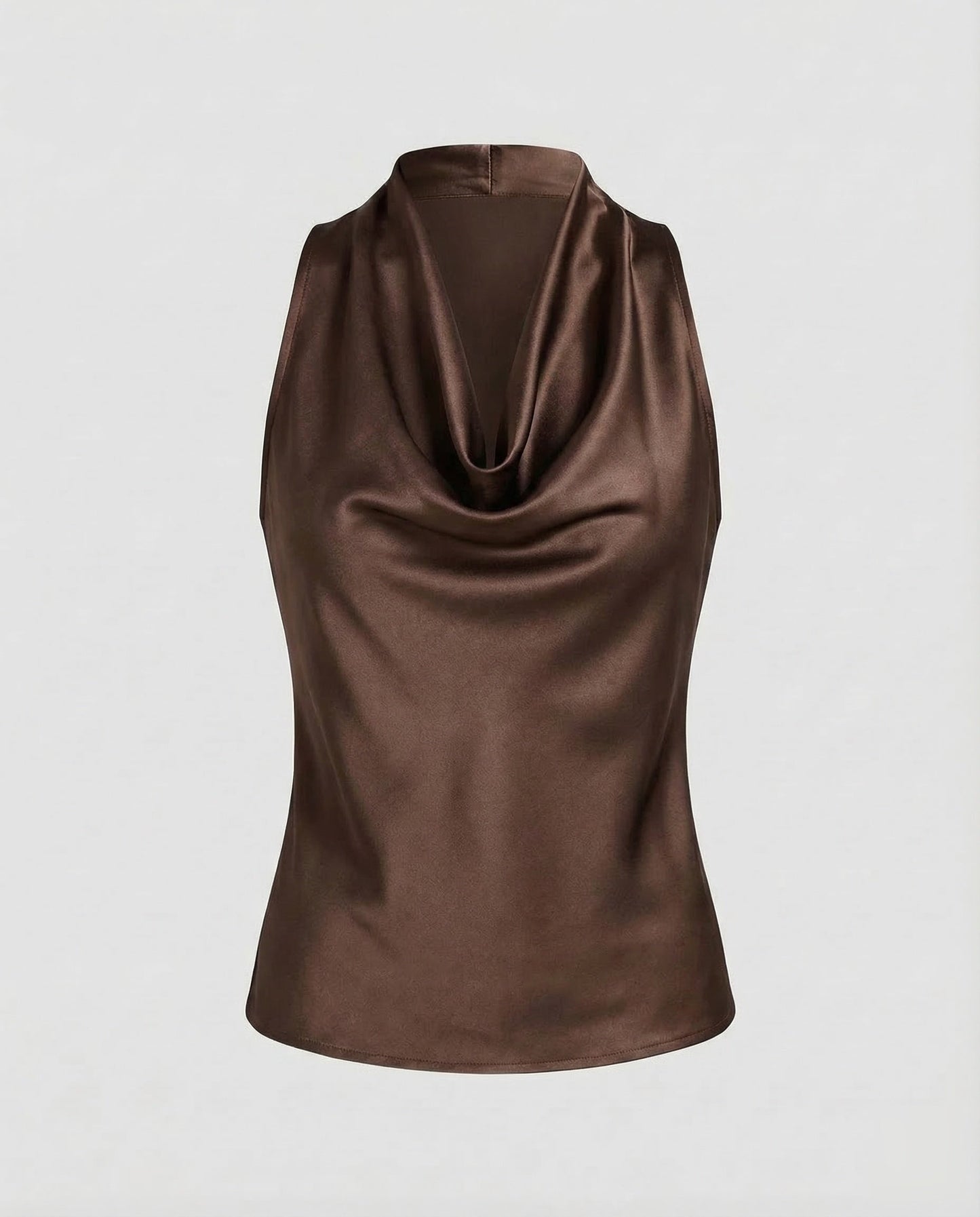 Women's Neck Scarf Top Satin - Brown colorway