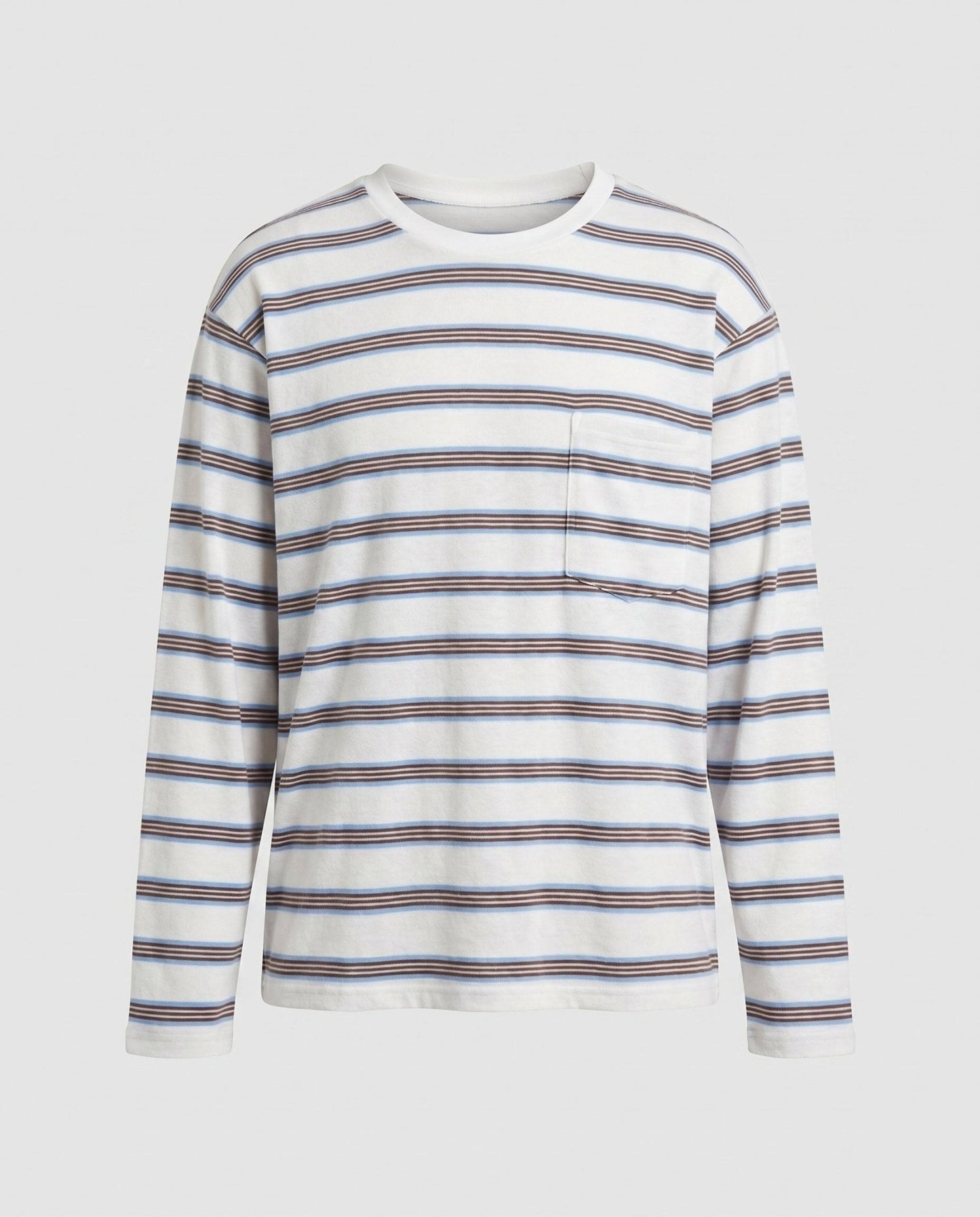 Women's striped long sleeve shirt with chest pocket and comfortable fit - Chichicherry