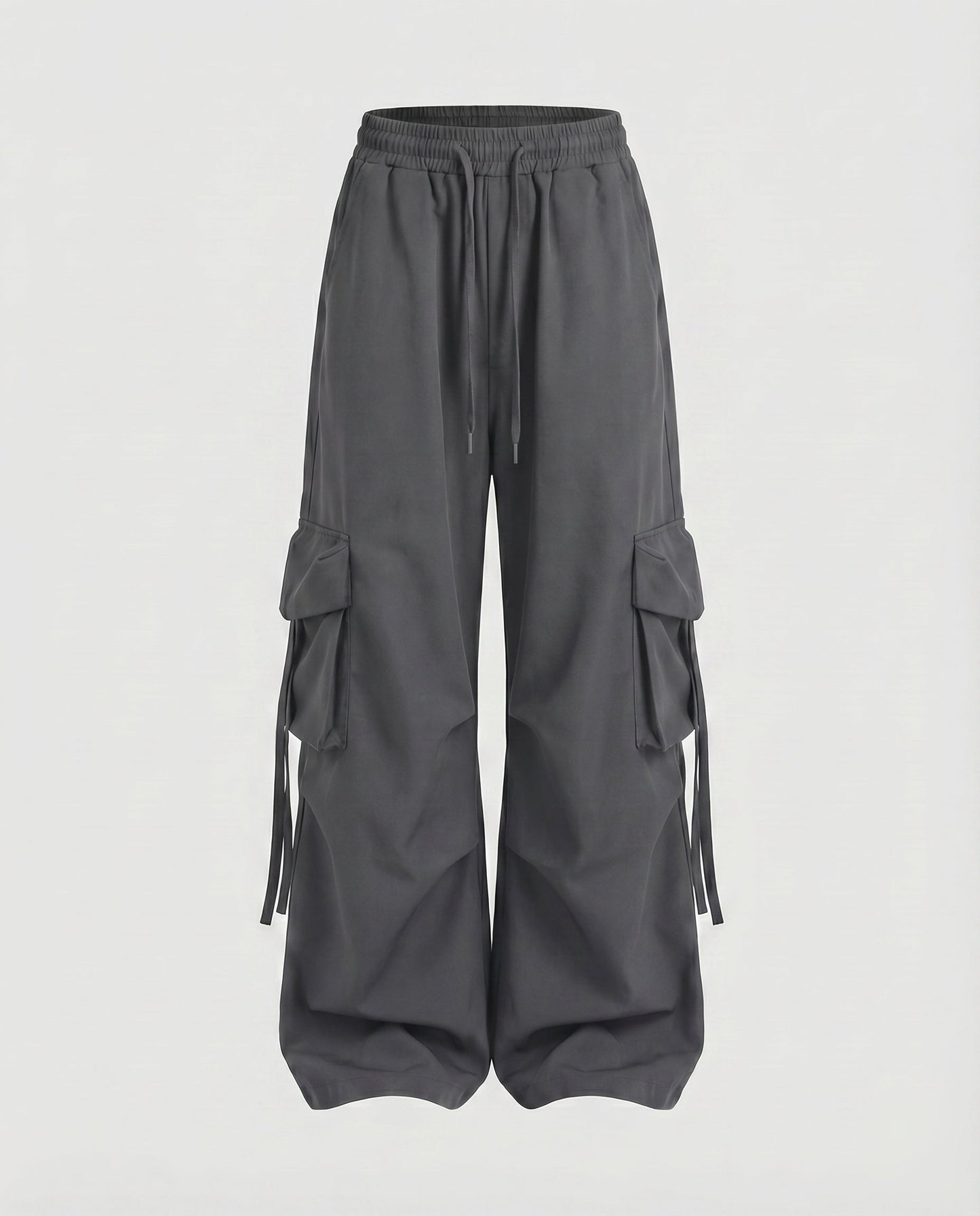 Women's Urban Drop Crotch Blended Fabric Baggy Cargo Pants - Dark Grey colorway
