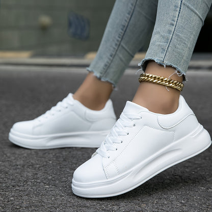 EVA-US | Clean White Leather Sneakers for Women, White