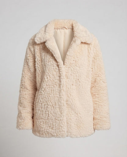 Women Oversize Faux Fur Coat with Teddy Finish and Warm Lining EVA-US