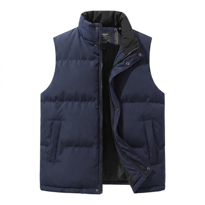 Men's Minimalist Thermo Quilted Vest with Water-Repellent Surface and Adjustable Hem