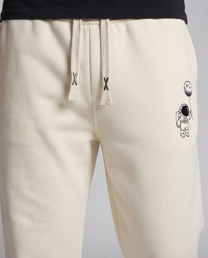 Men's Fleece-Lined Jogging Pants with Astronaut Print, Drawstring and Elastic Cuffs EVA-US