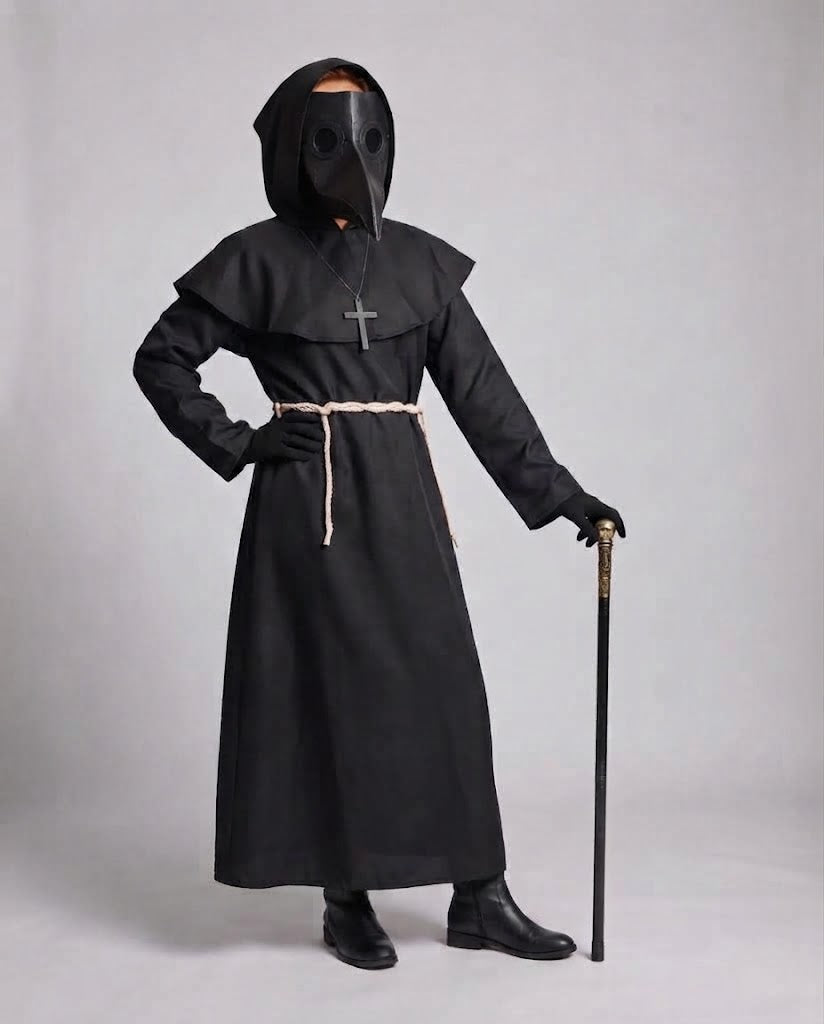 Women's monk costume with hood and ruffle elements EVA-US