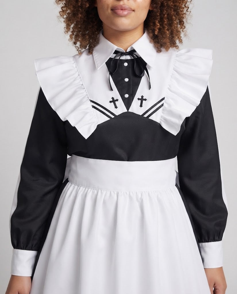 Women's costume dress with ruffle details and elegant accessories EVA-US
