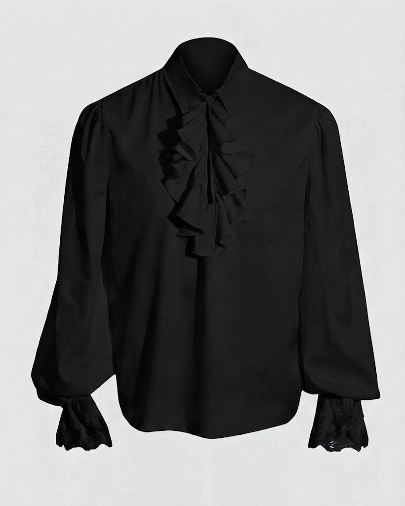 Women Ruffled Blouse with Elegant Collar Area EVA-US