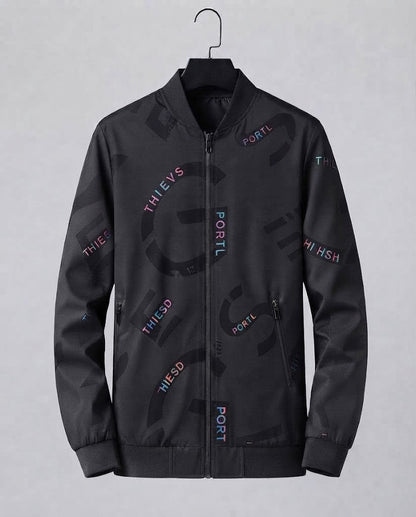 Men's Fashion Bomber Jacket with Colorful Lettering EVA-US