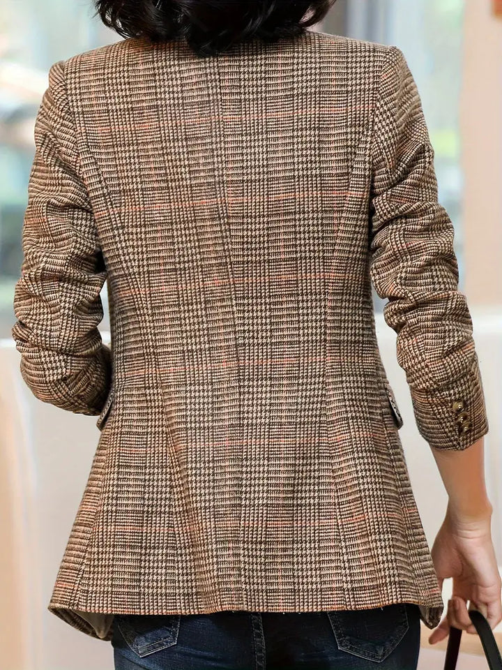 EVA-US | Checked Blazer With Lapel And One Button