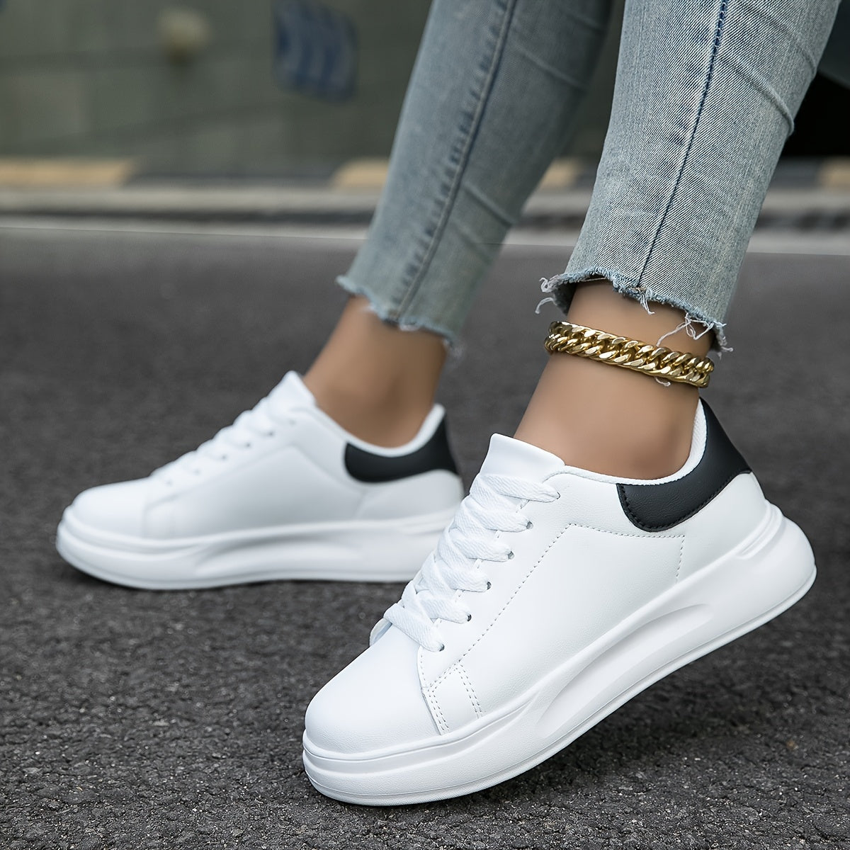 EVA-US | Clean White Leather Sneakers for Women, White