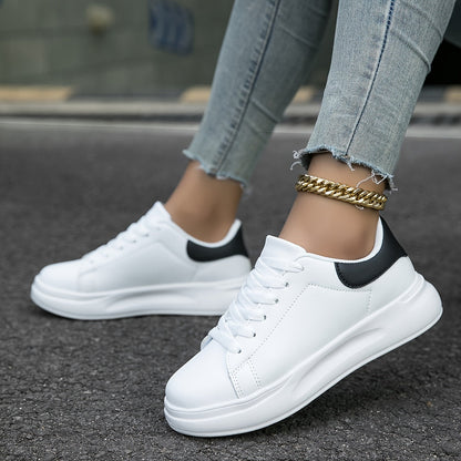 EVA-US | Clean White Leather Sneakers for Women, White