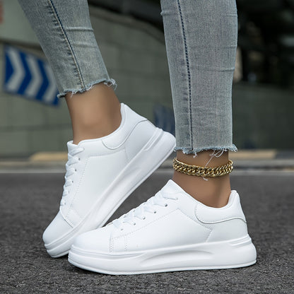 EVA-US | Clean White Leather Sneakers for Women, White