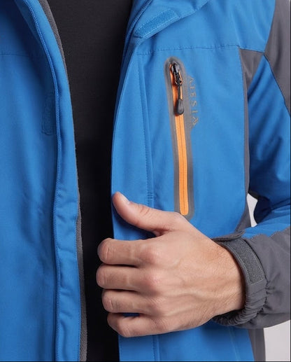 Men water-repellent softshell parka with teddy fleece lining and removable hood EVA-US