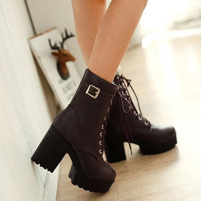EVA-US | Martin Boots with Lacing and High Heel