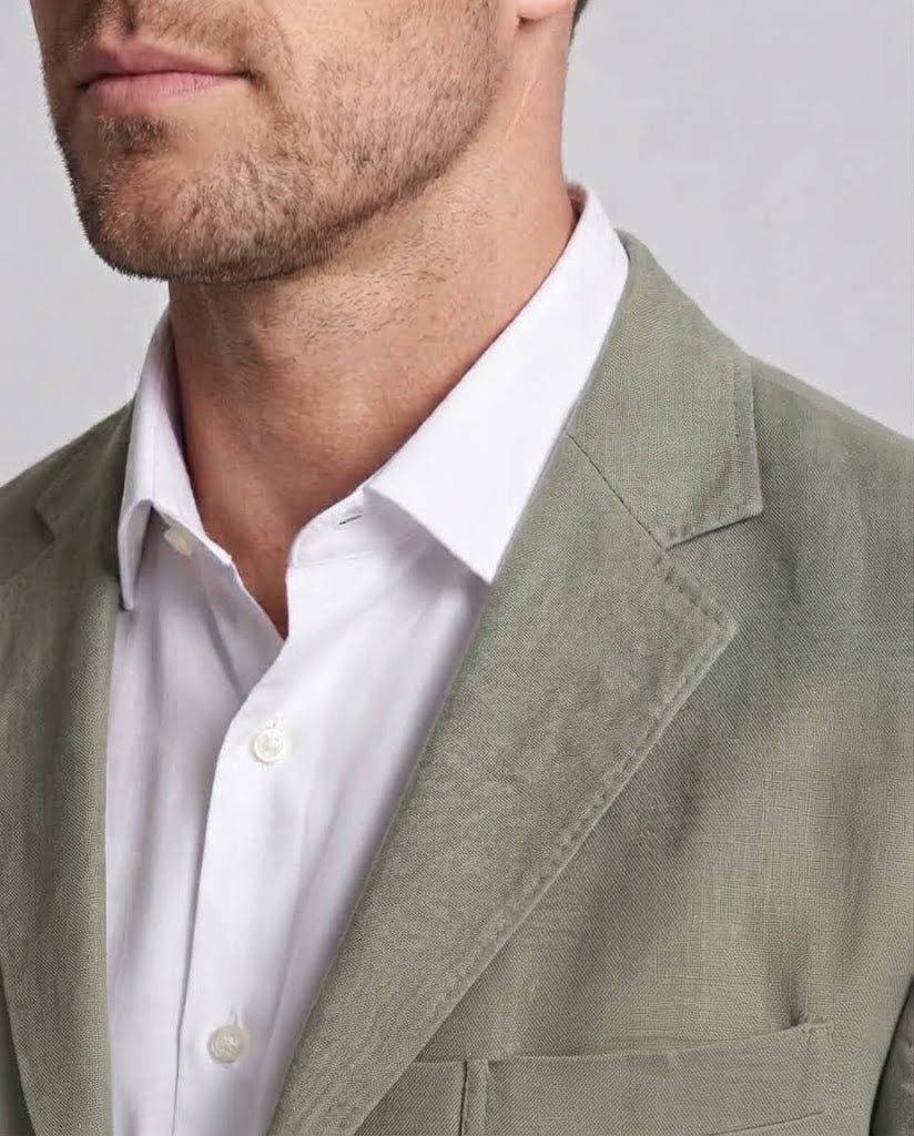 Men's Light Linen Blazer with Textured Look and Tailored Silhouette EVA-US