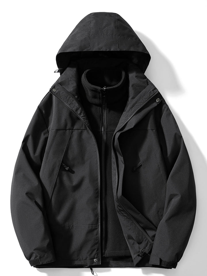 3 in 1 Outdoor Jacket Waterproof Windproof Removable Hood