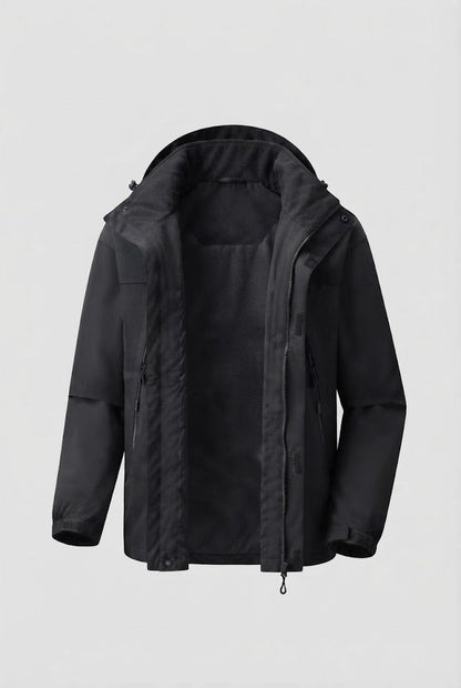 Men's two-layer softshell outdoor jacket with removable fleece inner jacket and hood EVA-US
