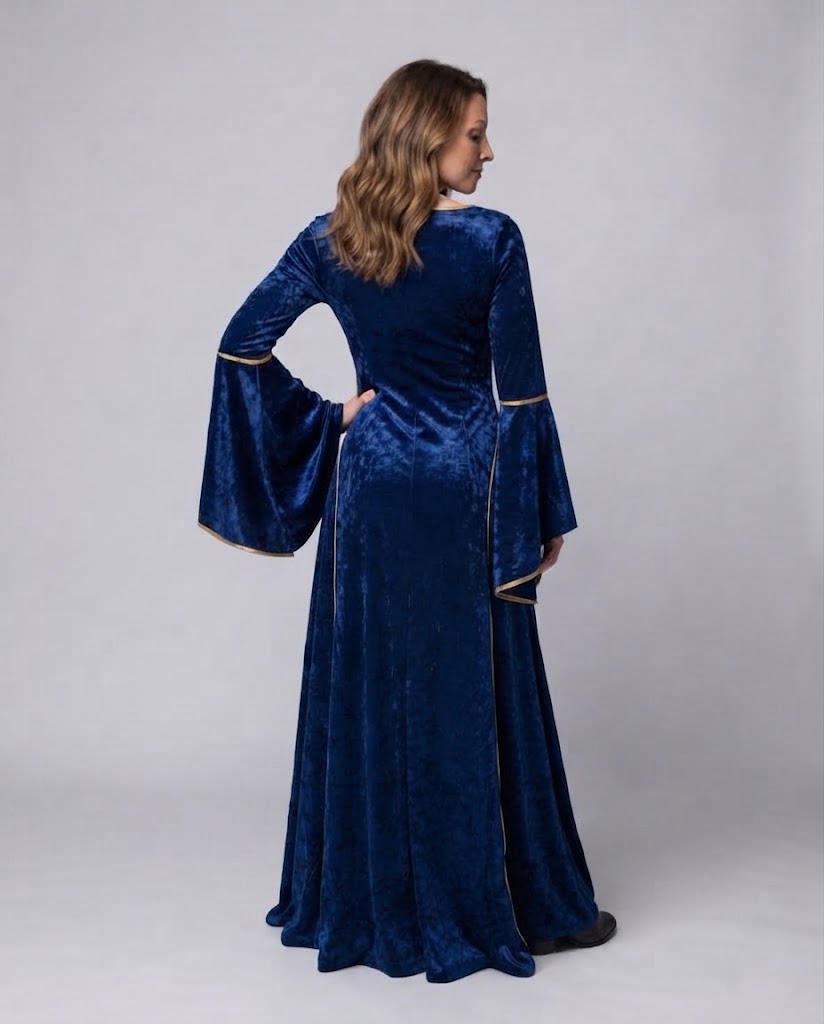 Women's elegant historical dress with flowing sleeves EVA-US
