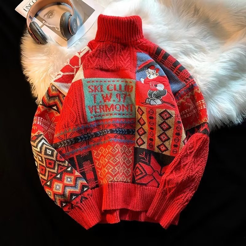 Padded knit sweater for men, Christmas design