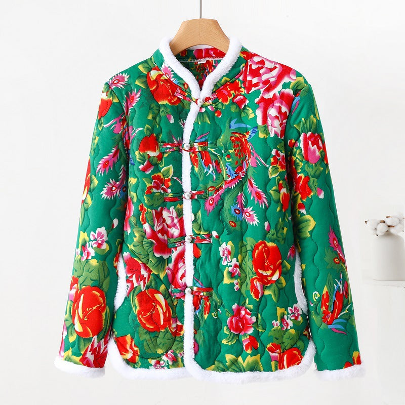 Padded ladies' quilted jacket in Chinese style with toggle buttons