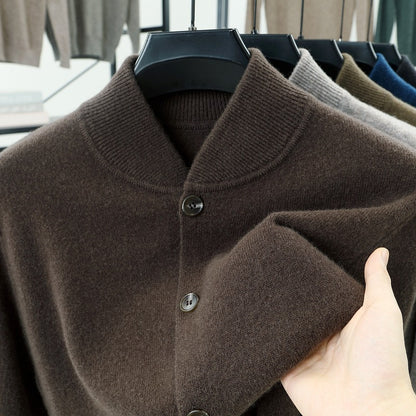 Men's cardigan with standing collar and buttons