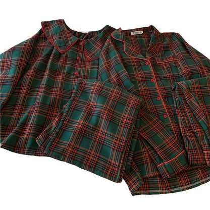 Pair-Pajama-Set, checked, brushed