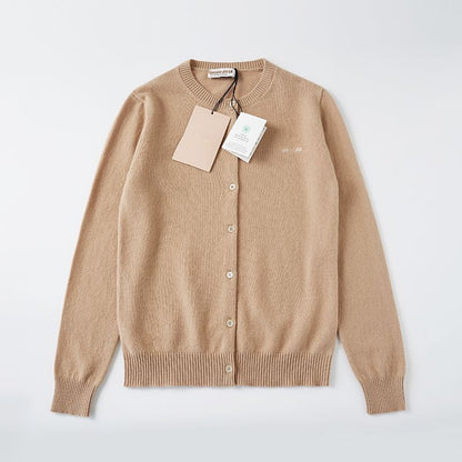 Women's Cardigan, Round Neck, Letter Design, Wool-Cashmere