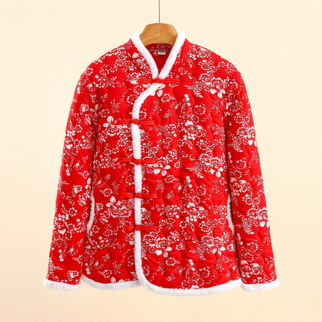 Padded ladies' quilted jacket in Chinese style with toggle buttons