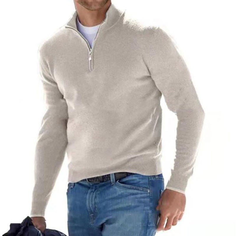 Men's Long Sleeve Cashmere Sweater, Simple Design