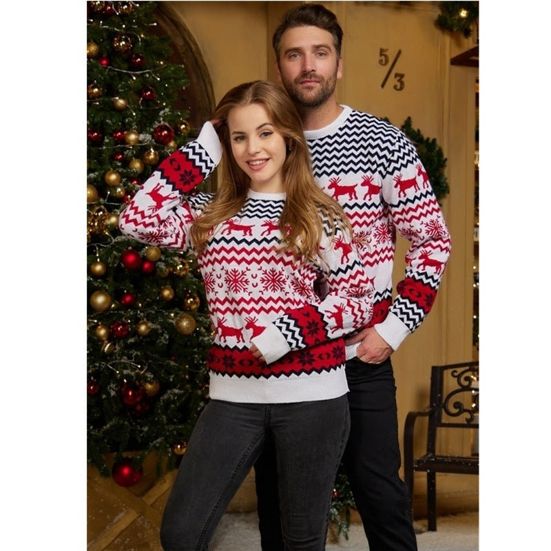 Christmas sweater with reindeer jacquard for men and women