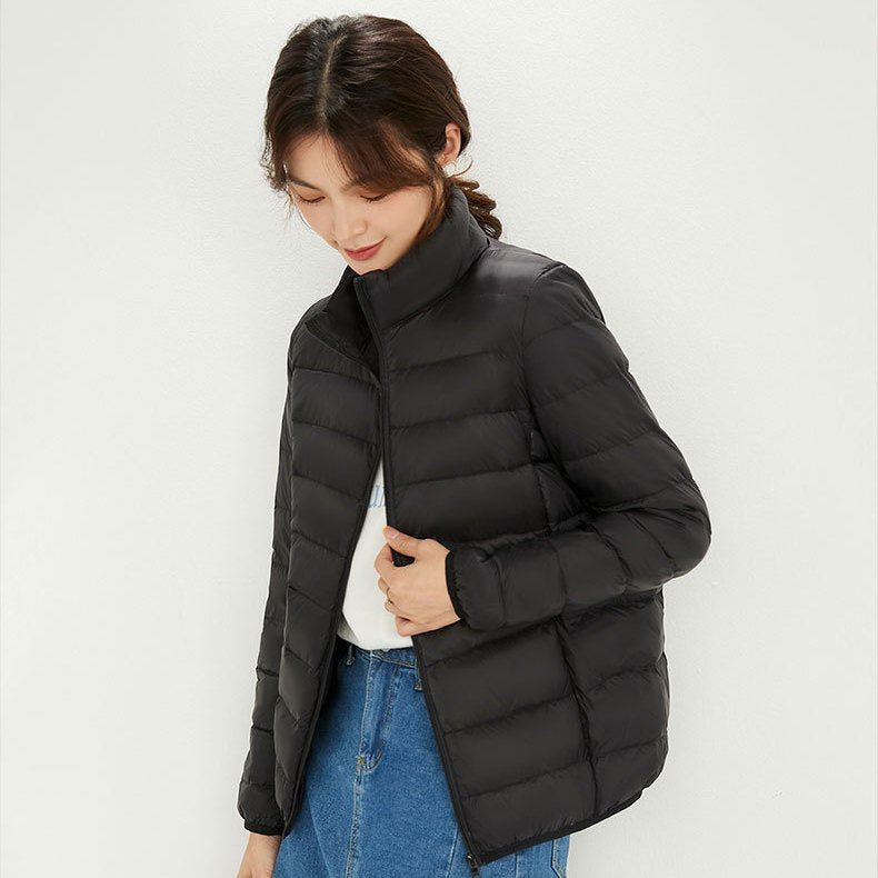 Light down jacket with hood for women