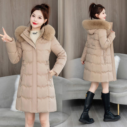Women's quilted jacket, mid-length, with double zipper