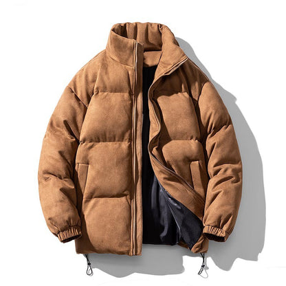 Padded men's winter jacket in suede look