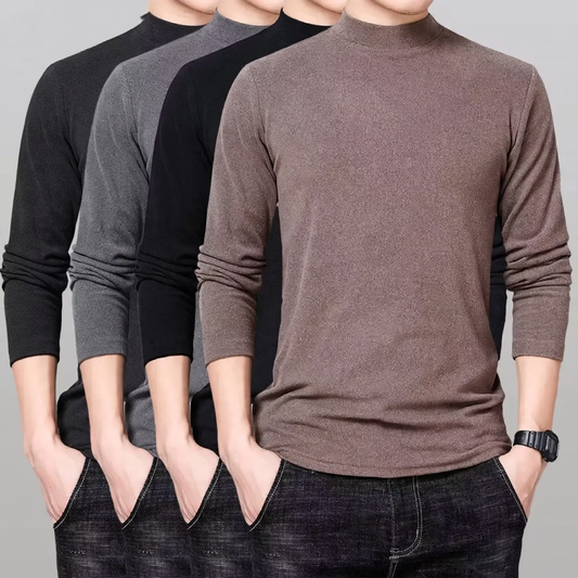 Men's long sleeve shirt with stand-up collar, padded