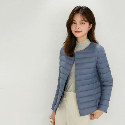 Light women's down jacket, versatile to wear, white duck down