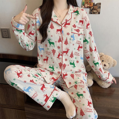Women's Pajama Set, Long Sleeve, Buttoned, Christmas Design