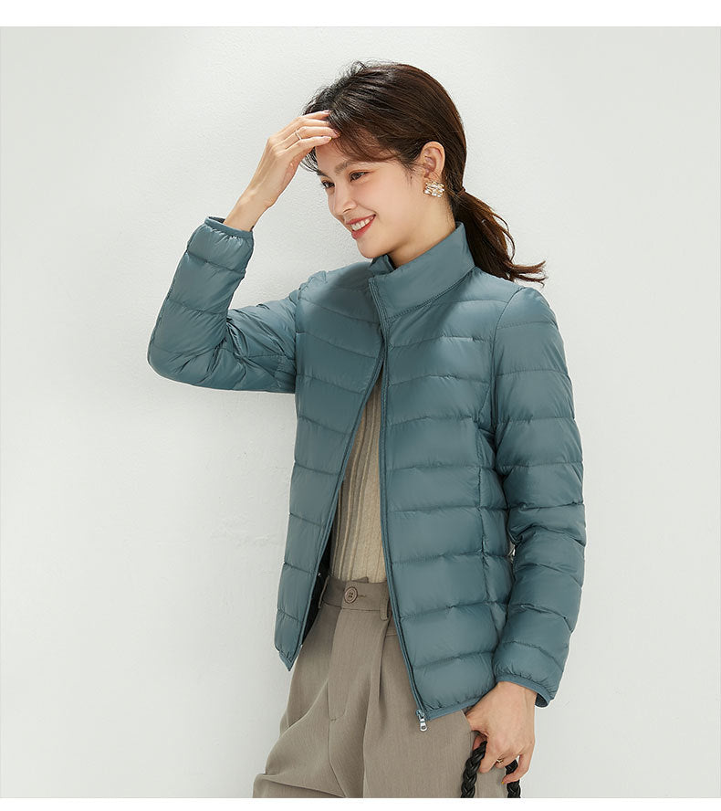 Light down jacket with hood for women