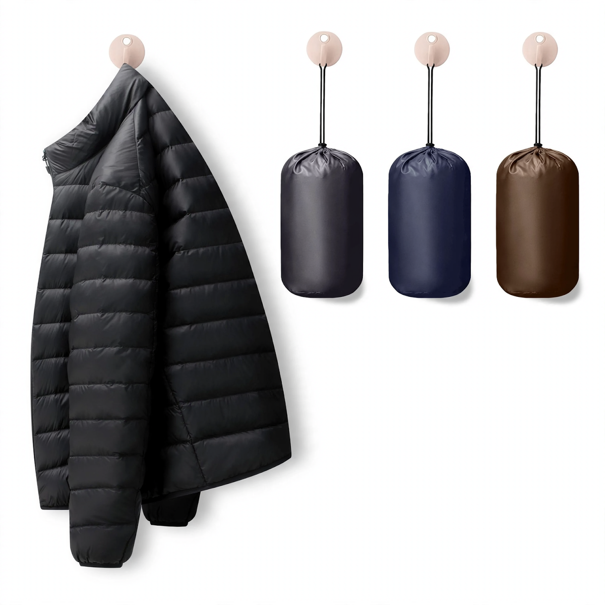 Light men's down jacket with stand-up collar, 90% duck down