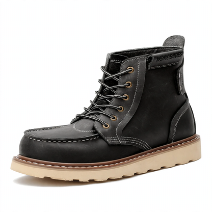 Men's work boots in retro style made of leather