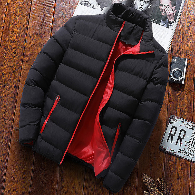 Men's quilted jacket, stand-up collar, padded, for sports