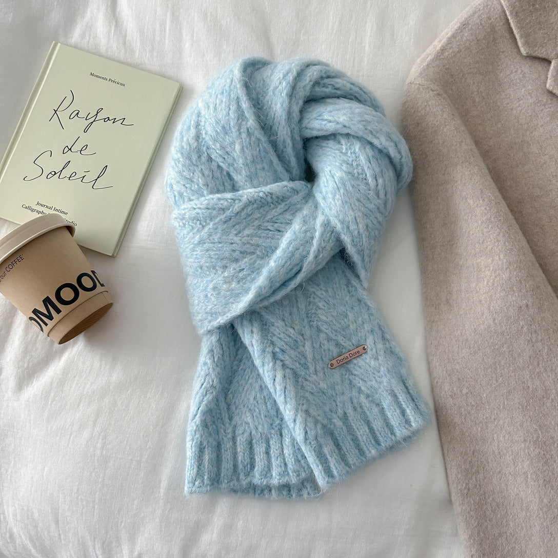 Alpaca wool blend scarf, knitted