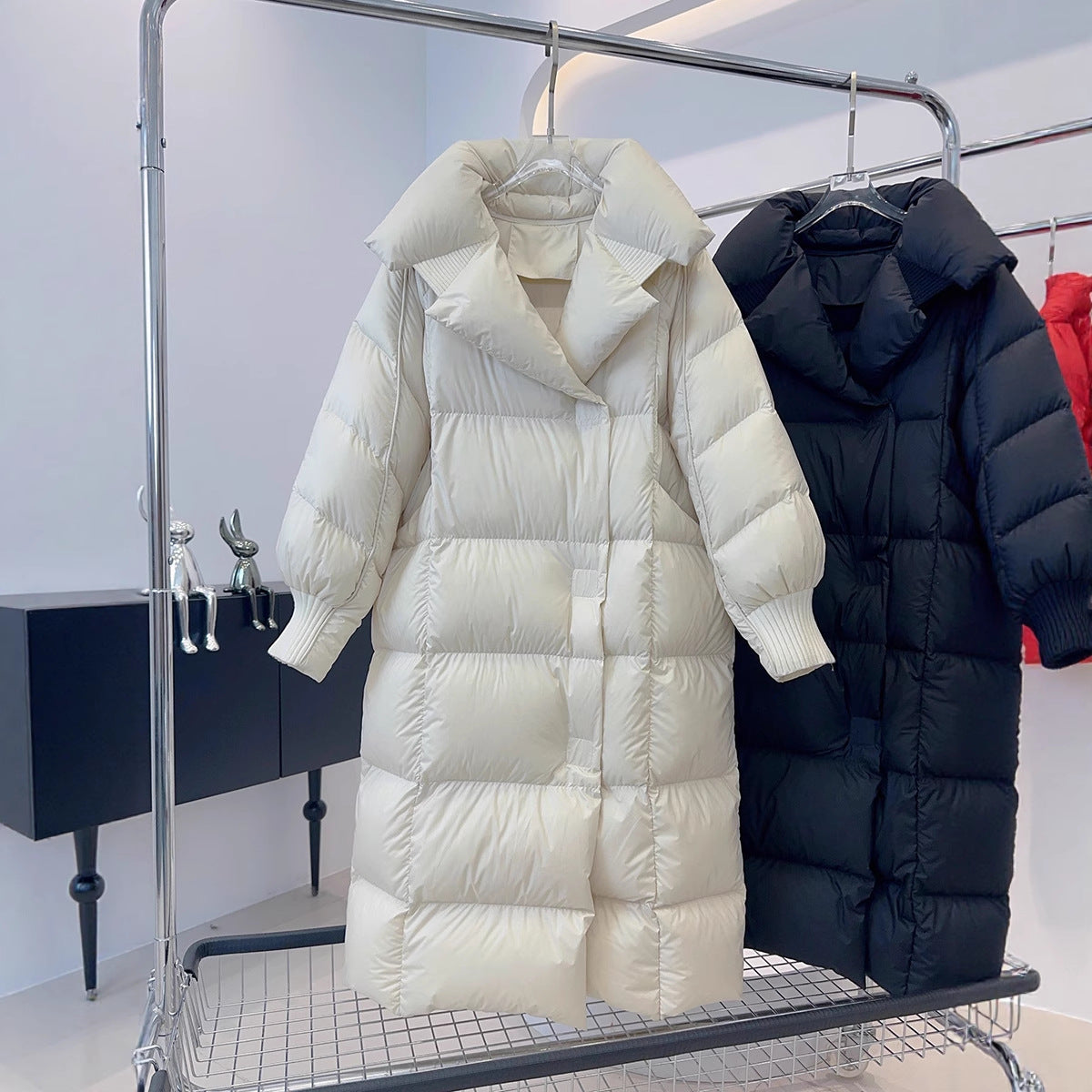 Longer, padded women's coat in plus size
