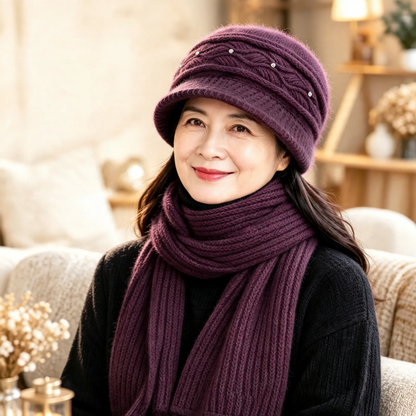 Knit Beanie and Scarf Set for Women