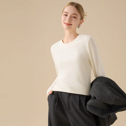Women’s Long Sleeve Undershirt, Lined, Round Neck