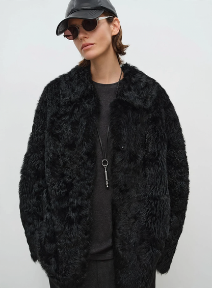 Women's coat made of lambskin imitation in Toscano look