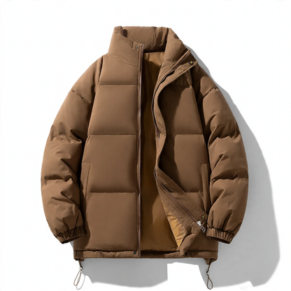 Unisex quilted jacket, stand-up collar, padded, solid color