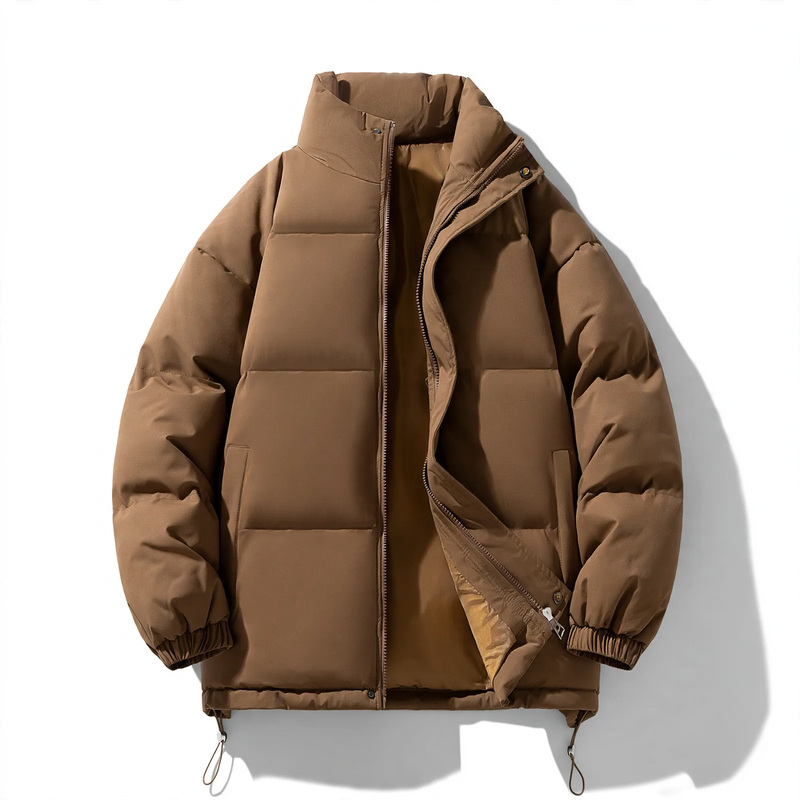 Unisex quilted jacket, stand-up collar, lined, solid color