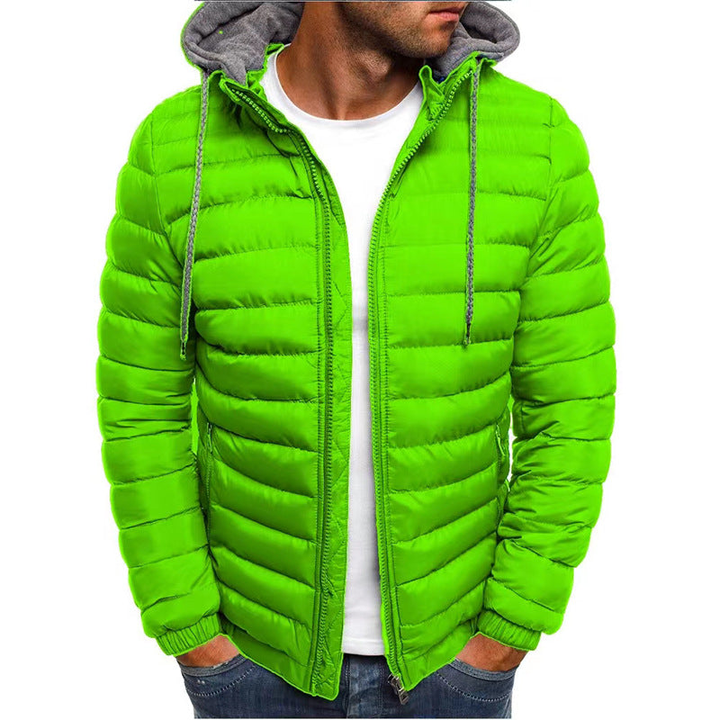 Padded men's winter jacket with hood