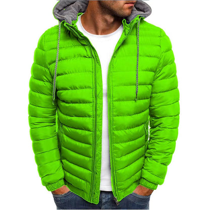 Padded men's winter jacket with hood